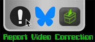 showing which icon to click to report a video correction